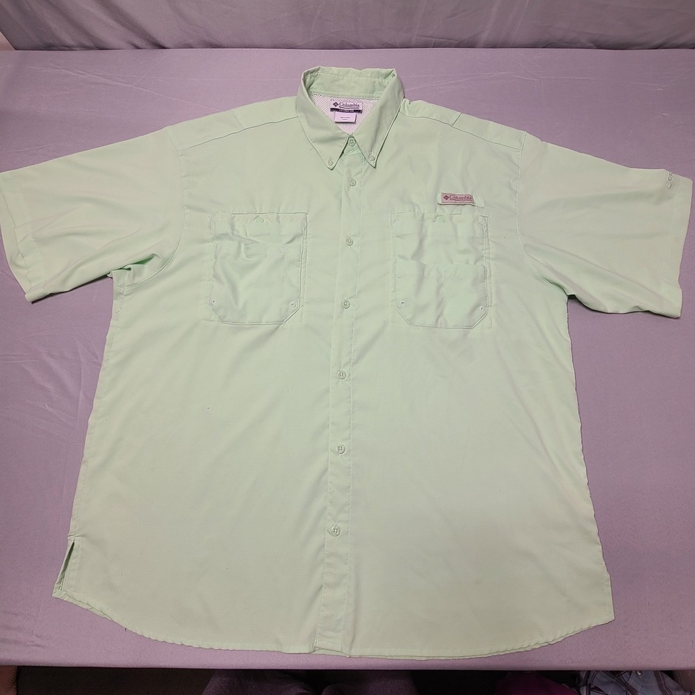 Columbia PFG Mens XXL Mint Green Vented Fishing Shirt Performance Coastal